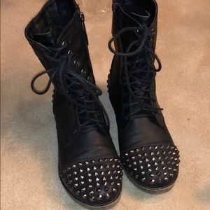 Combat boots with studs, size 5.5